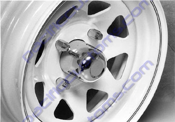 CHROME WHEEL CAP FOR 4 LUG ( 130mm BOLT PATTERN ) CMS, WHITE, OR CHROME STEEL WHEELS