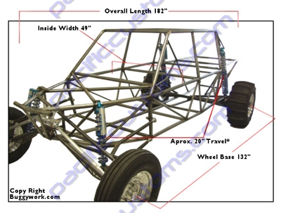 BUGGY WORKS STANDARD ROLLING CHASSIS KIT, 4 SEAT LONG TRAVEL