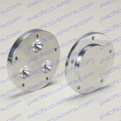 ADAPTER, 3 BOLT TO 5 BOLT STEERING WHEEL,FLANGE STYLE WITH ADAPTER FACE UNDERNEATH STEERING WHEEL