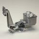 Tandem Brake Pedal Assembly With Two Tall Rectangular 3/4 And 7/8 Bore Master Cylinders