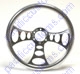 BILLET 14 INCH STEERING WHEEL 3 SPOKE CENTER ALUMINUM GRIP STANDARD 6 HOLE MOMO STYLE PATTERN