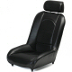 ALL VINYL BLACK NARROW ADJUSTABLE HEADREST SUSPENSION SEAT 19 INCHES WIDE FOR OLDER DUNE BUGGIES