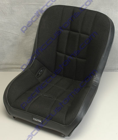 SUPER SEAT, EMPI RACE TRIM LOW BACK, BLACK CLOTH WITH BLACK VINYL