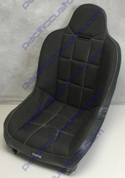 SUPER SEAT, EMPI RACE TRIM HIGH BACK, BLACK CLOTH WITH BLACK VINYL