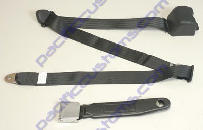 LAP AND SHOULDER SEAT BELT, BLACK, RETRACTABLE WITH SMOOTH BUCKLE