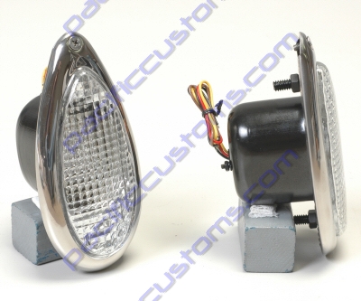 FORD TEARDROP TAILLIGHT L.E.D. WITH CLEAR LENS - RED-RED-AMBER