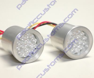 SLIP IN LED TAIL LIGHTS - BRAKE & RUNNING WITH CLEAR LENSE / BLUE LIGHT SLIPS INTO 1 1/2 - U.S.A.