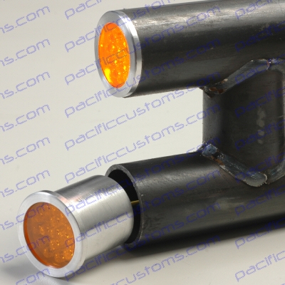 POLISHED SLIP IN LED TAIL LIGHTS - BRAKE & RUNNING WITH AMBER LENSE SLIPS INTO 1 1/2