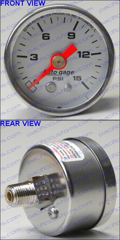 AUTOMETER FUEL PRESSURE, 0-15 PSI, SILVER SPORT COMP 1 1/2