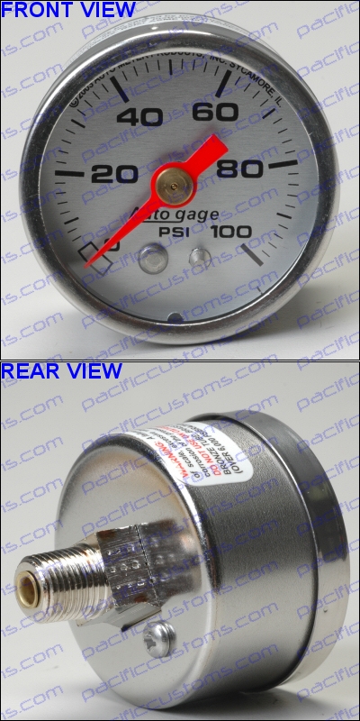 AUTOMETER FUEL OR OIL PRESSURE, 0-100 PSI, SILVER SPORT COMP 1 1/2