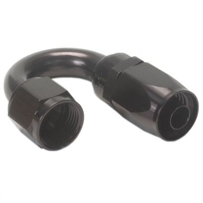 AN #6 180 DEGREE HOSE END RED WITH BLUE