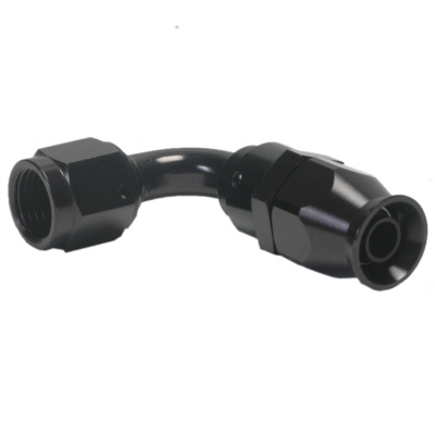 AN #6 90 DEGREE STEEL HOSE END FOR TEFLON HOSE ON POWER STEERING