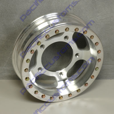 BTR RACING 15 DIA. BY 4 WIDE 5 LUG VW 205mm BOLT PATTERN BEADLOCK RIM WITH A POLISHED RING