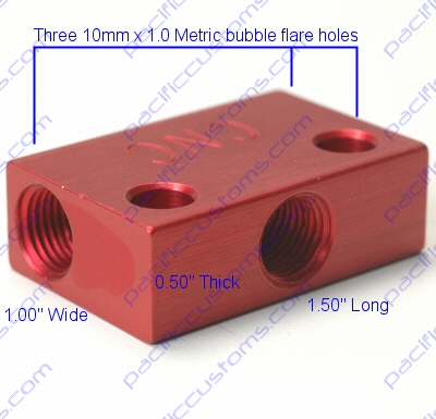 CNC T ADAPTER FOR 10mm x 1.0 METRIC BUBBLE FLARE BRAKE LINES