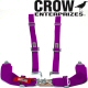 Crow Enterprizes Quick Release Purple Seat Belt 3 Inch Lap 2 Inch Shoulders 4 Point