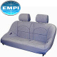 <table width="100%" border="0">
  <tr>
    <td colspan="2">
<b>FEATURES:</b>
<ul>
<li>Extra wide dimension for more relaxed fit
<li>Fully welded and painted steel frame construction
<li>Dense foam cushioning
<li>Weather-proof suspended bladder
<li>Rigid suspension straps
<li>5-Point seat belt slots accept all latch style belts
<li>Standard tab style mounting
<li>Classic square stitch style
<li>2 Way Adjustable headrest
</ul> 
<br>
	</td>
  </tr>
  <tr>
    <td>
<b>DIMENSIONS:</b><br><br>
<img src="graphics/00000001/e62-bench-dimensions.jpg" alt="EMPI Race Trim Seat Dimensions"></td>
    <td>
<ul>
<li>Overall width: 48 inches
<li>Overall height: 25 inches including tabs without headrest
<li>Shoulder width: 46 inches
<li>Mounting Point side to side: 41 inches
<li>Mounting point front to back: 14.75 inches
</ul> 
	</td>
  </tr>
</table>