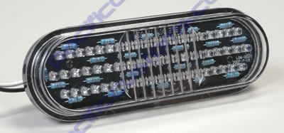 WARNING TAIL LIGHT,L.E.D. 60 BLUE DIODE,STOP/TURN/TAIL, CLEAR LENS WITH FLANGE MOUNT