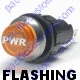 K4 Large Flashing Amber Indicator Light Pwr Engraved For Power Bolts Into A 3/4 Inch Hole