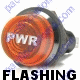 K4 Jumbo Flashing Amber Indicator Light PWR Engraved For Power Bolts Into A 1 Inch Hole