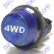 K4 Jumbo Blue 4WD Engraved For Four Wheel Drive Indicator Warning Light Bolts Into A 1 Inch Hole