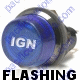 K4 Jumbo Flashing Blue Indicator Light IGN Engraved For Ignition Bolts Into A 1 Inch Hole