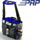 PRP MANLY DIAPER BAG WITH BLUE ACCENTS, SEAT BELT STYLE STRAPS, RACING LATCHES, WINDOW NET POCKETS