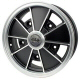 FLAT BLACK BRM WHEEL WITH SILVER EDGE 15 INCH DIAMETER 5 INCHES WIDE FOR 5 LUG 205mm BOLT PATTERN