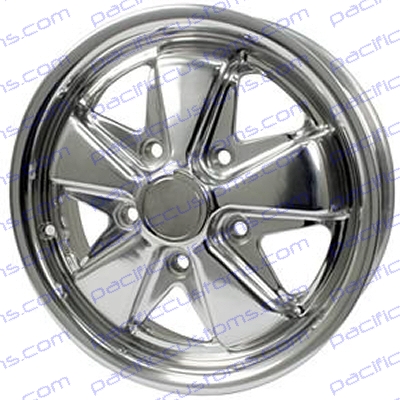 POLISHED ALUMINUM PORSCHE 911 ALLOY WHEEL 15 INCH DIAMETER 4.5 INCHES WIDE FOR 5 LUG 130mm BOLT PTRN
