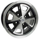 BLACK PORSCHE 914 ALLOY WHEEL POLISHED LIP 15 INCH DIAMETER 5.5 INCHES WIDE FOR 4 LUG 130mm PATTERN