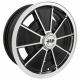 GLOSS BLACK BRM WHEEL WITH POLISHED EDGE 15 INCH DIAMETER 5-1/2 INCHES WIDE FOR 5 LUG 112mm PATTERN