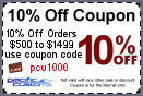 10% Off Coupon. During checkout enter in coupon code pcu1000 and you will receive 10% off your purchase. Not valid with any other sale or discount. Only good on our internet site.