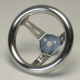 9.5 Inch Diameter Stainless Steel 3 Spoke Steering Wheel 4.75 Inch Dish Standard 3 Bolt Grant Ptrn