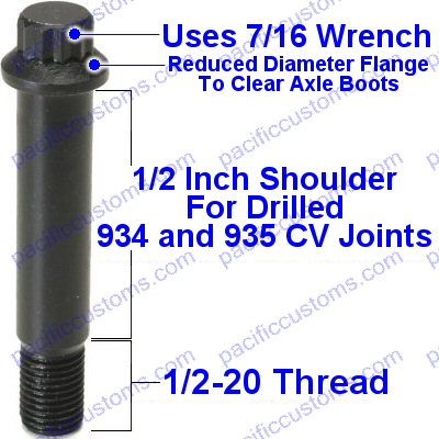 Porsche 934 And 935 12 Point 1/2 Inch Adapter Cv Joint Bolt 1/2-20