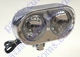 Chrome Dual Headlight 4 Inch Tall Housing With 60/55 Watt H4/H7 Bulb