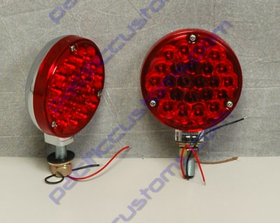 Red LED Tail Light 4 Inch Round Dual Filament Brake And Tail Light - 1 Pair