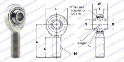 Heavy Duty HRSMX-T Teflon Coated Heim Joint with built in misalignment shoulder Specs