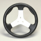 Grant Silver 3 Spoke Polyurethane Grip Kart Steering Wheel 11.75 Inch Diameter 1.125 Inch Dish