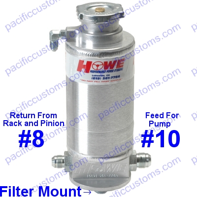 howe performance power steering fluid reservoir with filter 7lbs pressure vented cap and an 4 vent
