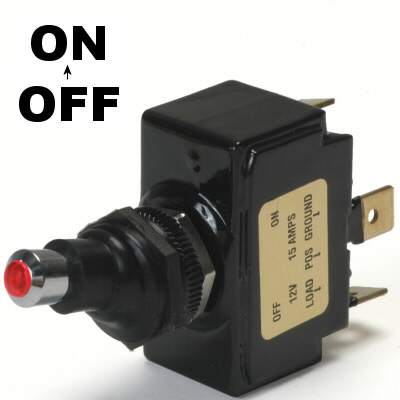 K4 Switches Red Lighted Tip Off / On 15 Amp Sand Sealed Toggle Switch With Tab Terminals