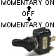 K4 Switches Momentary On / Off / Momentary On Double Pole 20 Amp Sand Sealed Toggle Switch With Tab