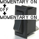 K4 Black 20 Amp Momentary On / Off / Momentary On Rectangular Rocker Switch With Tab Terminals