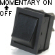 K4 Black 20 Amp Off / Momentary On Square Double Pole Rocker Switch With Tab Terminals