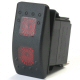 Contura II Hard Black 12 Volt 20 Amp On / Off / On Rocker Switch Illuminated Red When Switch Is On