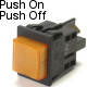 K4 16 Amp Push Off / Push On Push Button Switch With Tab Terminals Lights Up Amber When Switch On