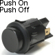 K4 Black 16 Amp Push Off / Push On Push Button Switch With Tab Terminals