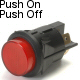 K4 16 Amp Push Off / Push On Push Button Switch With Tab Terminals Lights Up Red When Switch Is On