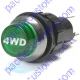 K4 Large Green 4Wd Engraved For Four Wheel Drive Indicator Warning Light Bolts Into A 3/4 Inch Hole