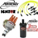 Pertronix Ignitor Vacuum Advance Distributor Kit Black Flame Thrower Coil Yellow Plug Wires