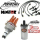 Pertronix Ignitor Centrifugal Advance Distributor Kit Chrome Flame Thrower Coil Black Plug Wires