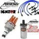 Pertronix Ignitor Centrifugal Advance Distributor Kit Chrome Flame Thrower Coil Blue Plug Wires